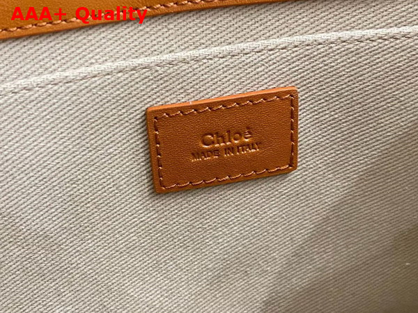 Chloe Small Woody Tote Bag in Caramel Smooth Calfskin with Chloe Logo Replica