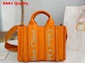 Chloe Small Woody Tote Bag in Golden Yellow Recycled Nylon with Chloe Logo Replica