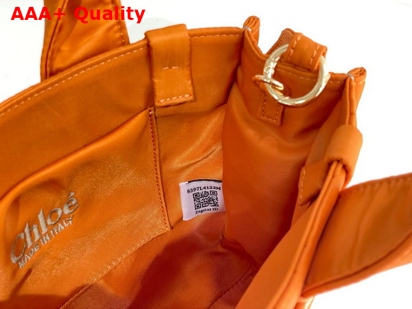 Chloe Small Woody Tote Bag in Golden Yellow Recycled Nylon with Chloe Logo Replica