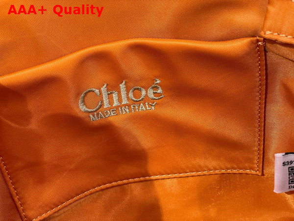Chloe Small Woody Tote Bag in Golden Yellow Recycled Nylon with Chloe Logo Replica