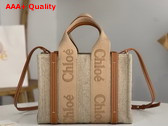 Chloe Small Woody Tote Bag in Linen Soft Tan Replica