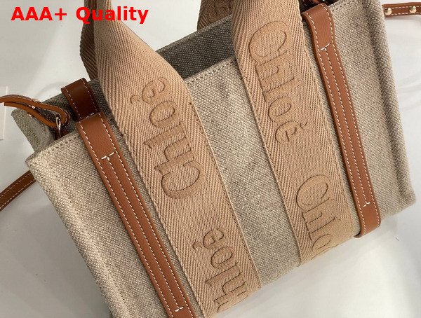 Chloe Small Woody Tote Bag in Linen Soft Tan Replica