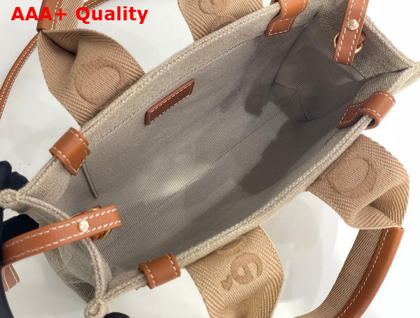 Chloe Small Woody Tote Bag in Linen Soft Tan Replica