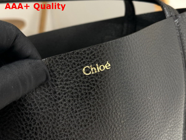 Chloe Spin Tote Bag in Black Grained Leather Replica