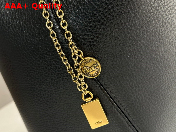 Chloe Spin Tote Bag in Black Grained Leather Replica