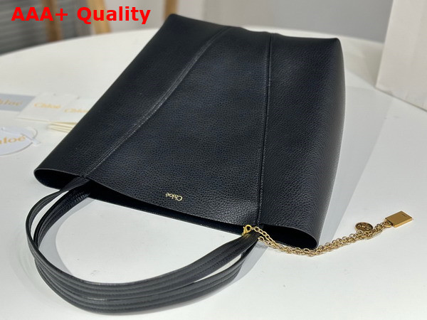 Chloe Spin Tote Bag in Black Grained Leather Replica