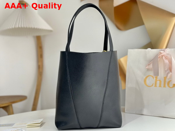 Chloe Spin Tote Bag in Black Grained Leather Replica