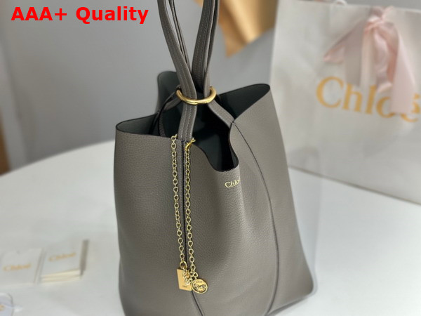 Chloe Spin Tote Bag in Flannel Grey Grained Leather Replica