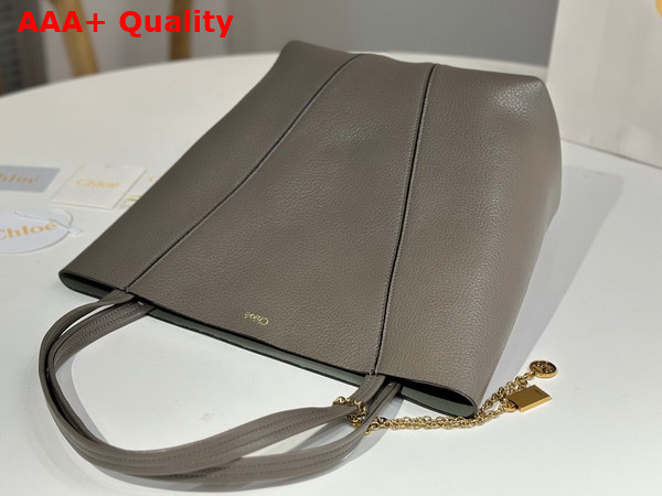 Chloe Spin Tote Bag in Flannel Grey Grained Leather Replica