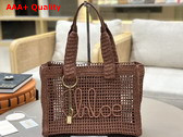 Chloe Summer Banana East West Tote Bag in Clay Brown Raffia Replica