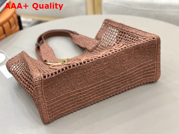 Chloe Summer Banana East West Tote Bag in Clay Brown Raffia Replica
