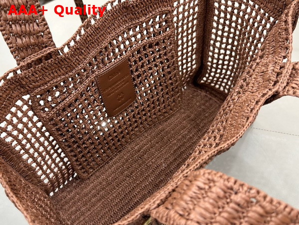 Chloe Summer Banana East West Tote Bag in Clay Brown Raffia Replica