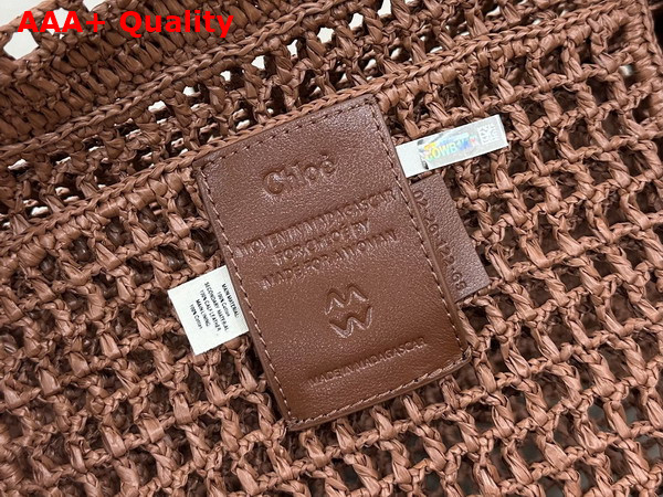 Chloe Summer Banana East West Tote Bag in Clay Brown Raffia Replica