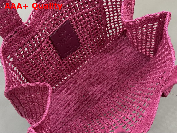 Chloe Summer Banana East West Tote Bag in Fuchsia Rose Raffia Replica