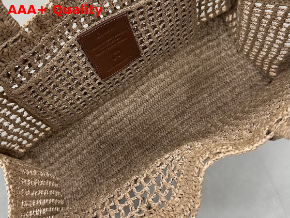 Chloe Summer Banana East West Tote Bag in Hot Sand Raffia Replica