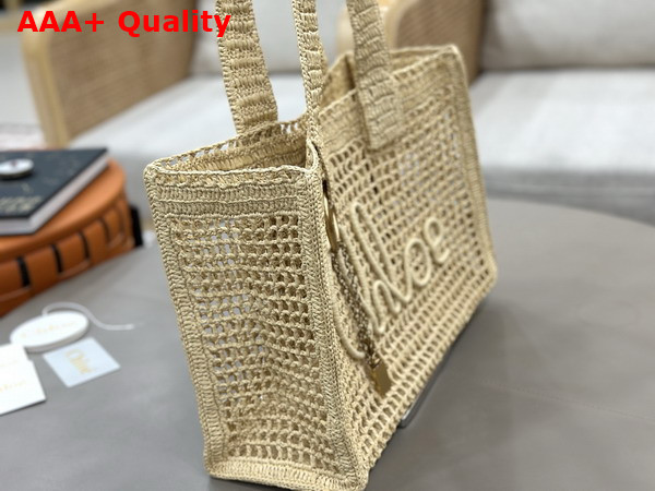 Chloe Summer Banana East West Tote Bag in Natural Raffia Replica