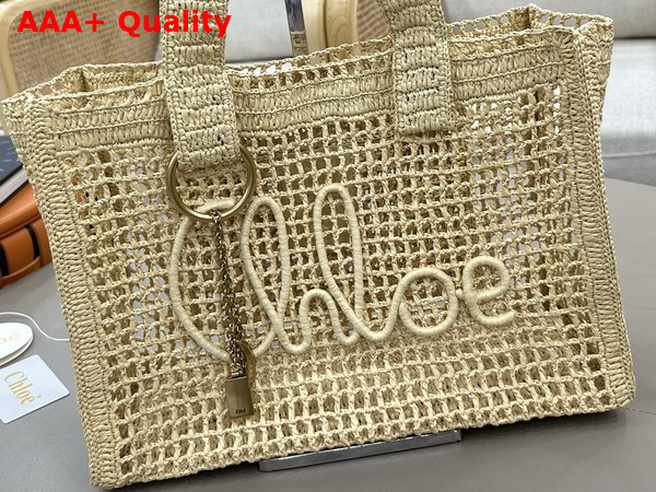 Chloe Summer Banana East West Tote Bag in Natural Raffia Replica
