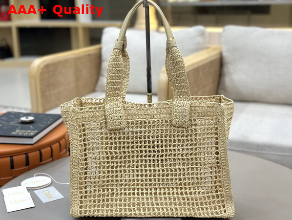 Chloe Summer Banana East West Tote Bag in Natural Raffia Replica