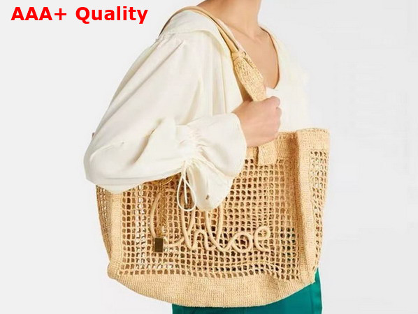 Chloe Summer Banana East West Tote Bag in Natural Raffia Replica