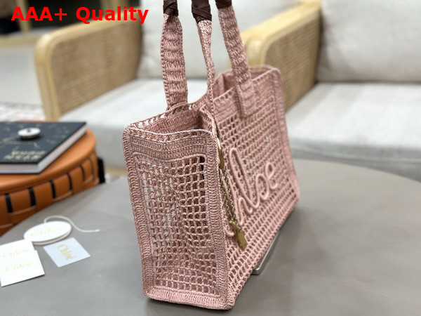Chloe Summer Banana East West Tote Bag in Summery Beige Raffia Replica