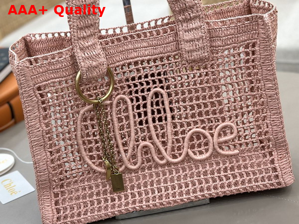 Chloe Summer Banana East West Tote Bag in Summery Beige Raffia Replica