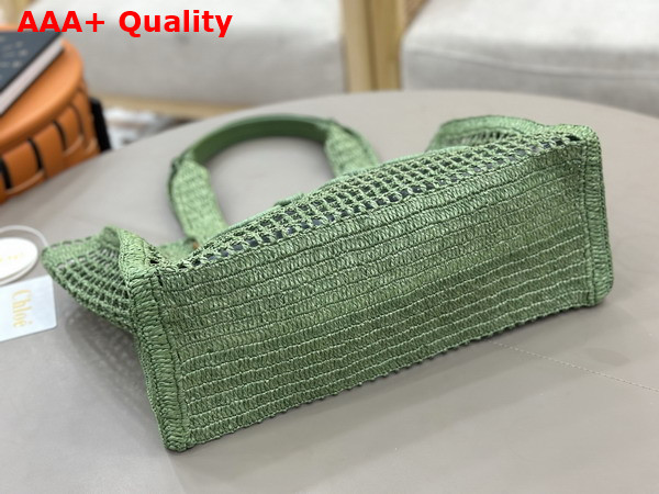 Chloe Summer Banana East West Tote Bag in Tea Leaf Green Raffia Replica