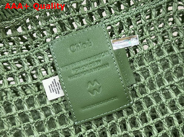 Chloe Summer Banana East West Tote Bag in Tea Leaf Green Raffia Replica