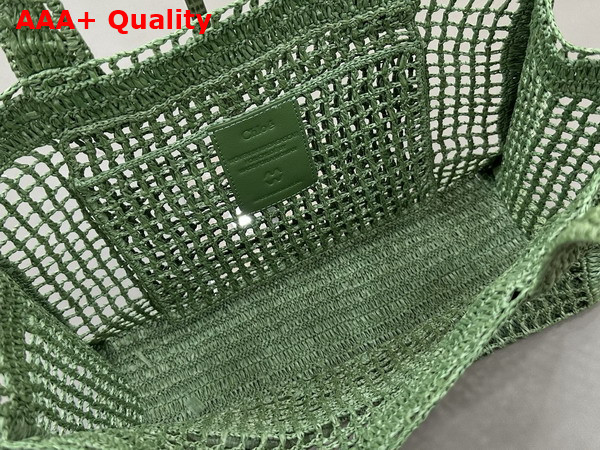 Chloe Summer Banana East West Tote Bag in Tea Leaf Green Raffia Replica