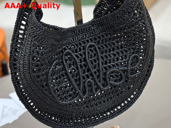 Chloe Summer Banana Hobo Bag in Black Raffia Replica