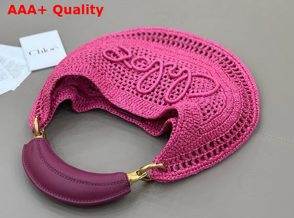 Chloe Summer Banana Hobo Bag in Fuchsia Rose Raffia Replica