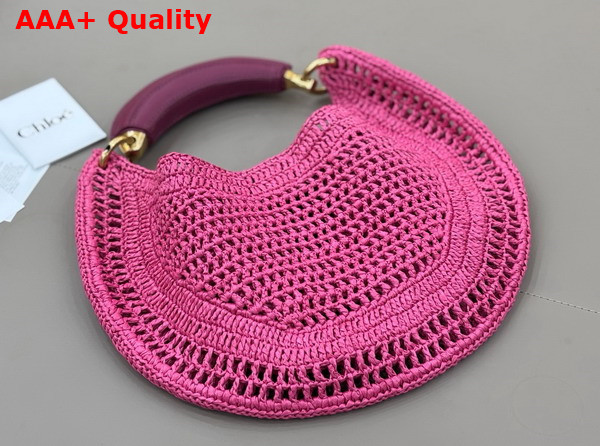 Chloe Summer Banana Hobo Bag in Fuchsia Rose Raffia Replica