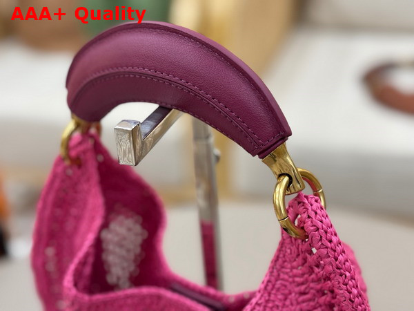 Chloe Summer Banana Hobo Bag in Fuchsia Rose Raffia Replica
