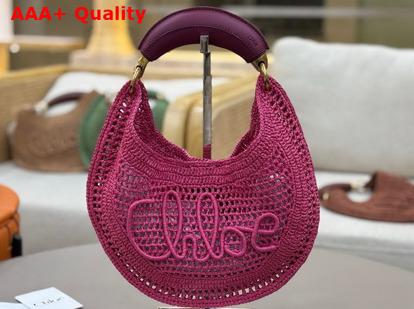Chloe Summer Banana Hobo Bag in Fuchsia Rose Raffia Replica