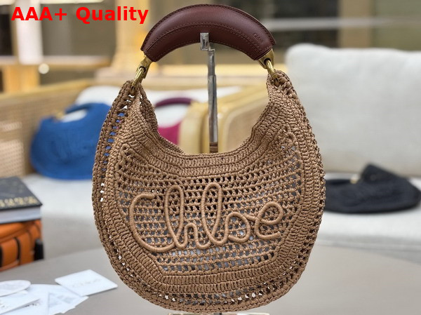 Chloe Summer Banana Hobo Bag in Hot Sand Raffia Replica