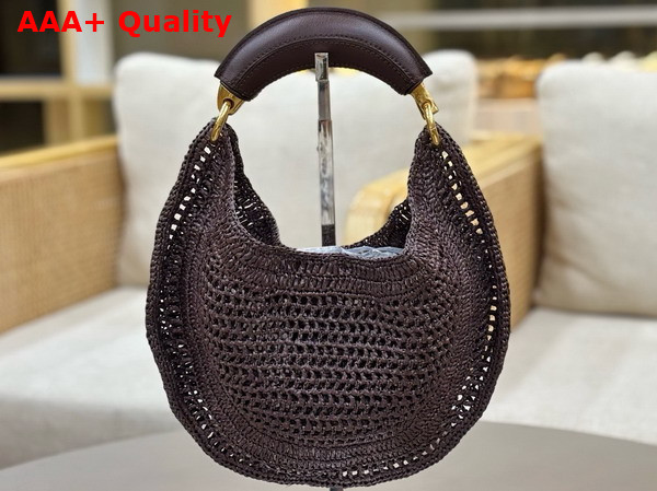 Chloe Summer Banana Hobo Bag in Kohl Brown Raffia Replica