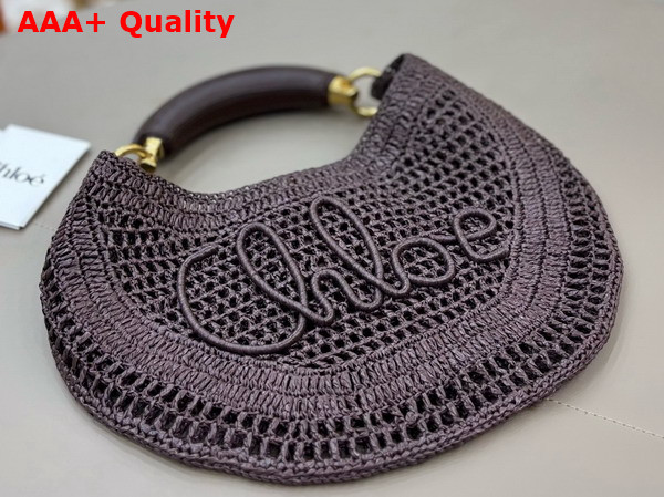 Chloe Summer Banana Hobo Bag in Kohl Brown Raffia Replica
