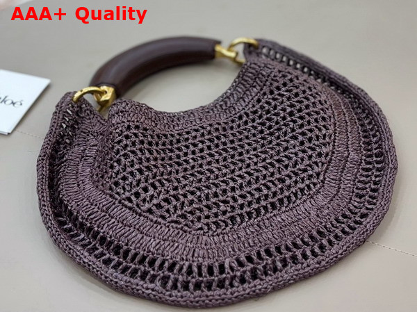 Chloe Summer Banana Hobo Bag in Kohl Brown Raffia Replica