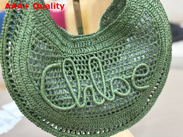 Chloe Summer Banana Hobo Bag in Tea Leaf Green Raffia Replica