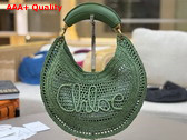 Chloe Summer Banana Hobo Bag in Tea Leaf Green Raffia Replica