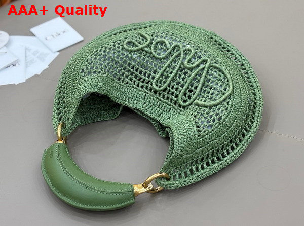Chloe Summer Banana Hobo Bag in Tea Leaf Green Raffia Replica