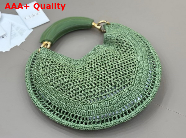 Chloe Summer Banana Hobo Bag in Tea Leaf Green Raffia Replica