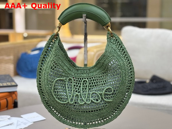 Chloe Summer Banana Hobo Bag in Tea Leaf Green Raffia Replica