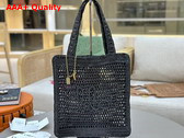 Chloe Summer Banana Tote Bag in Black Raffia Replica