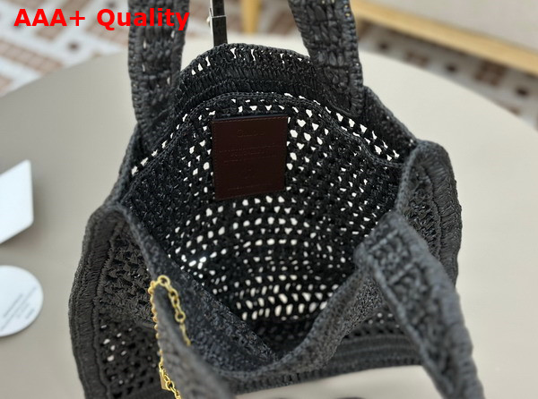 Chloe Summer Banana Tote Bag in Black Raffia Replica