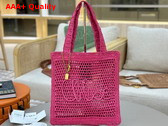 Chloe Summer Banana Tote Bag in Fuchsia Rose Raffia Replica