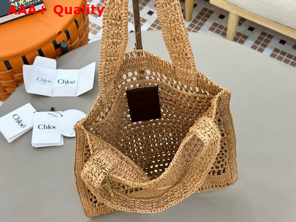 Chloe Summer Banana Tote Bag in Hot Sand Raffia Replica