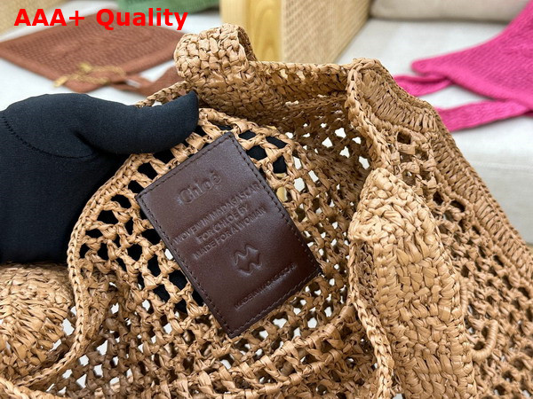 Chloe Summer Banana Tote Bag in Hot Sand Raffia Replica