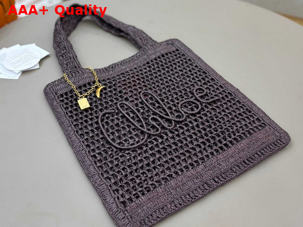 Chloe Summer Banana Tote Bag in Raffia Kohl Brown Replica