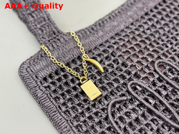 Chloe Summer Banana Tote Bag in Raffia Kohl Brown Replica