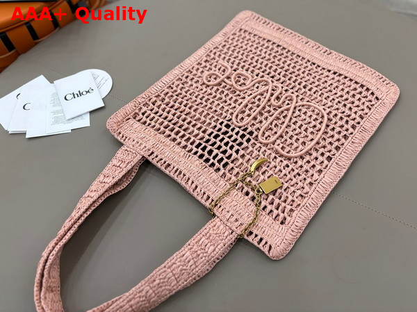 Chloe Summer Banana Tote Bag in Summery Beige Raffia Replica
